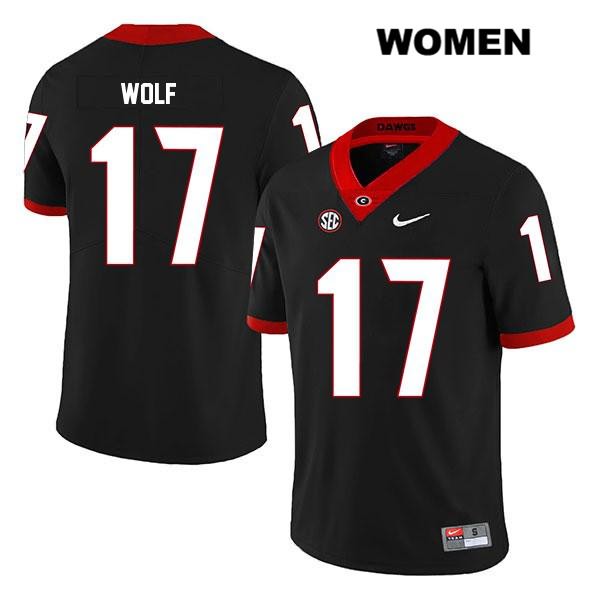 Georgia Bulldogs Women's Eli Wolf #17 NCAA Legend Authentic Black Nike Stitched College Football Jersey PEW3256FI